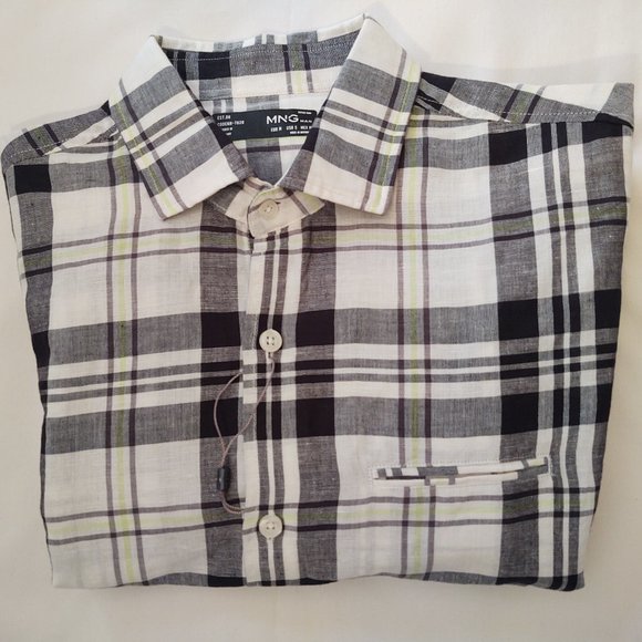 MNG MAN LONG SLEEVE MEN'S PLAID DRESS SHIRT - SIZE SMALL - Picture 1 of 9